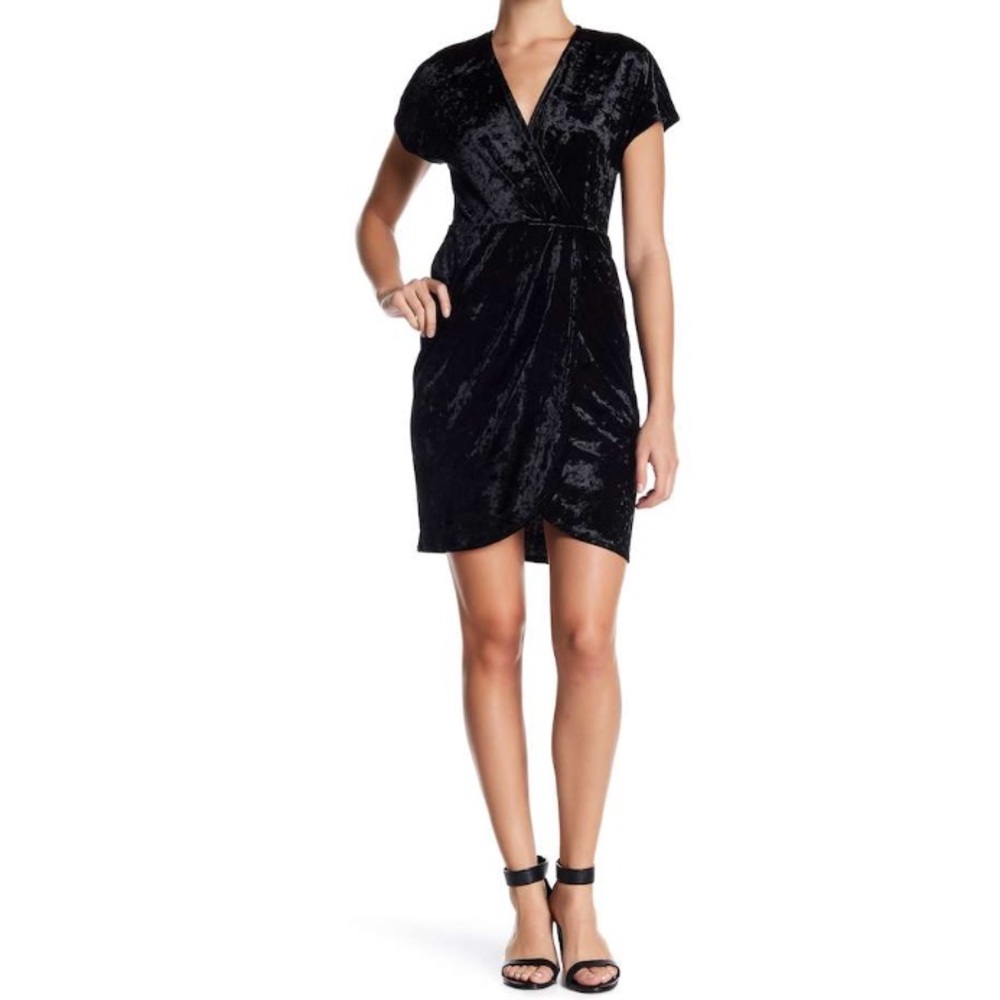 NWT London Times Faux Wrap Tulip Hem Velvet Dress